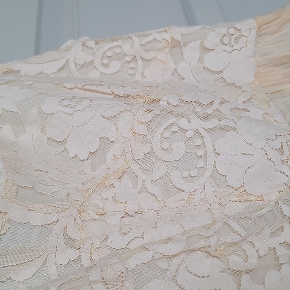 NWOT Lacy Beige Summer Dress with 100% Silk Skirt - Picture 3 of 8